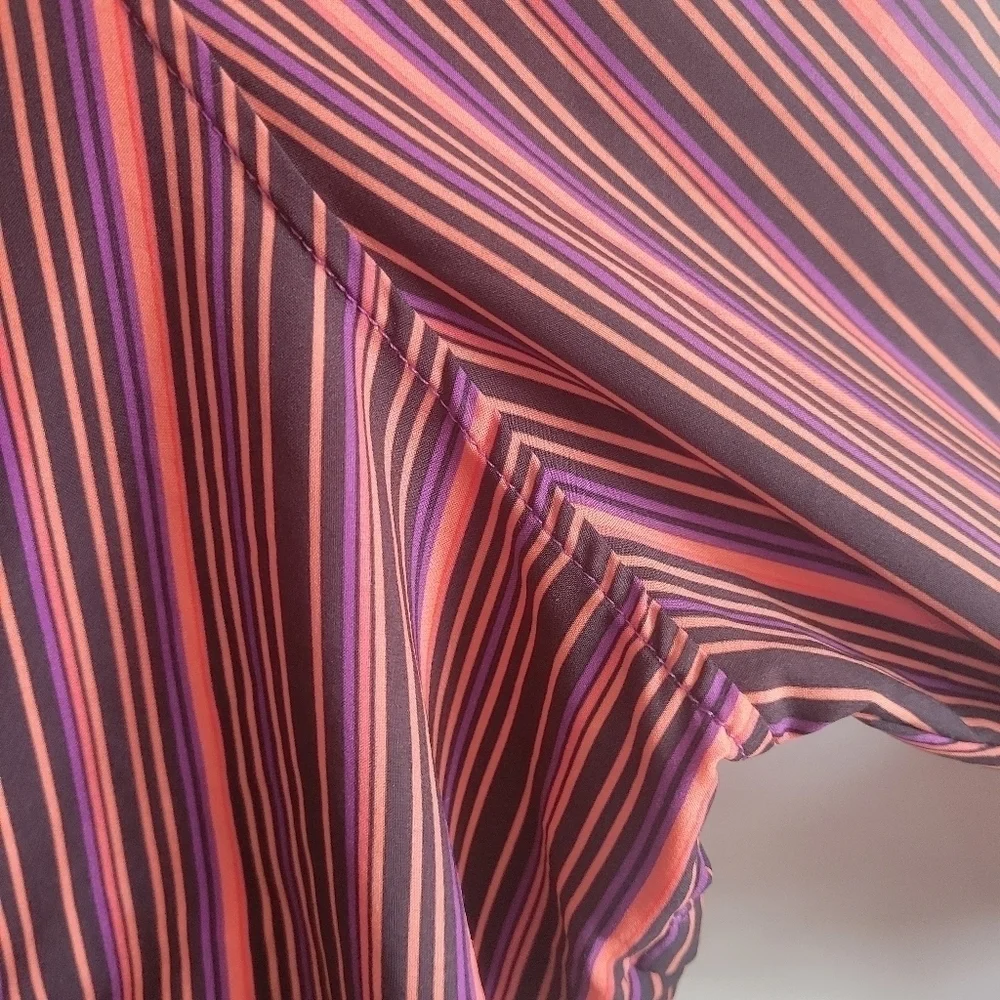 ASICS Pullover Lightweight Weight Shell Pocket Purple Orange Stripe Small S - Picture 5 of 11